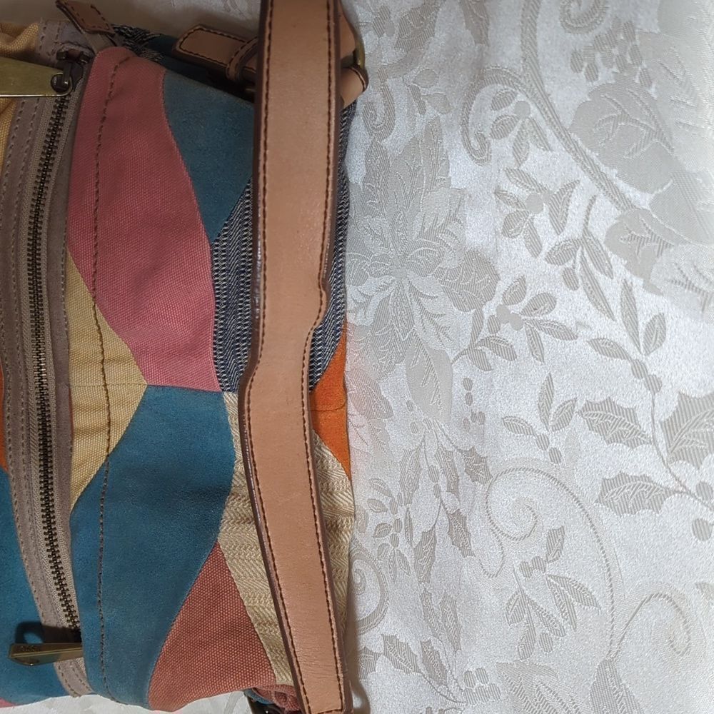 Fossil Patchwork Suede And Fabric Boho Festival B… - image 7